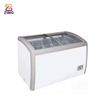 Congélateur de crème glacée Horizontal Double incurvé porte en verre coffre affichage réfrigérateur vitrine de crème glacée refroidisseur pour supermarché