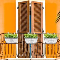 Jardinière en métal galvanisé pour balustrade de balcon avec trous de drainage, pot de fleurs pour rebord de fenêtre extérieur, support de plantes suspendu pour jardin