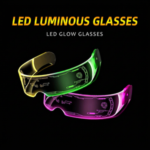 Led Light up Glasses Seven Color Sci Fi Style Oversized Black Acrylic Performance <b>Eyewear</b> Summer 2026 for Party Bar DJ - Product Image 2