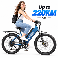 Sepeda Listrik Chamrider 48V 55Ah Step-Thru dengan Ban Tebal 26x3.0, Torsi 80Nm, Pengisi Daya Cepat 8A, Rem Cakram Hidrolik, Sepeda Kargo Ebike C 55