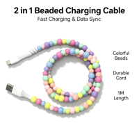 Nuevo Cable USB Multicolor de PVC con Diseño Único y Moderno, Carga Rápida, Trenzado con Cuentas y Protección para Auriculares, Computadora y Teléfono Móvil 2026