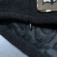 6940/FANMAJIALIE Nouveau design Gilet à capuche noir style grunge avec patch Teddy et imprimé lettres 'Hope' Haut décontracté pour le quotidien et la mode urbaine