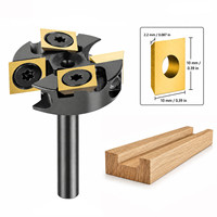 Fresa de panel indexable de 4 filos con vástago redondo de 1/4 de pulgada para ranurado, limpieza de base, fresado y corte de paneles planos