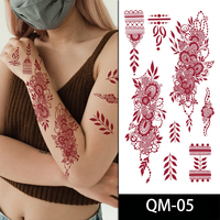 Inde Mehndi conception Sexy doigt main tatouage autocollants pour femmes marron rouge marron faux temporaire henné tatouage pour cadeaux