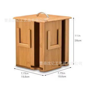 Boîte de rangement rotative pour sachets de thé en bambou, 20x20x28cm, 3 couches, pour chambre à coucher, comptoir de bar, rangement de café - Product Image 4