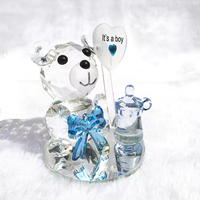 Vente en gros de cadeaux de fête prénatale en forme d'ours en cristal avec boîte cadeau, cadeaux personnalisés pour la fête d'anniversaire du nouveau-né en vrac