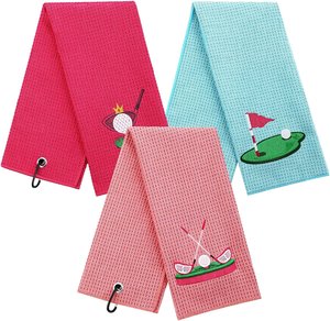 Serviette de <span class=keywords><strong>golf</strong></span> portable en microfibre à motifs, avec mousqueton, respirante, légère, séchage rapide, durable, écologique pour le sport - Product Image 4