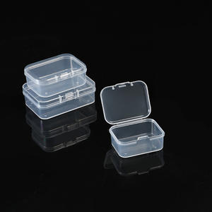 Boîte de rangement rectangulaire transparente en plastique 4x3x1,8 cm avec couvercle pour bijoux et petits articles de bureau - Product Image 2