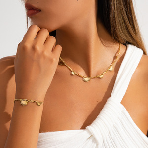stainless steel gold plated chain <b>bracelet</b> set sun pattern bohemian unisex alloy jewelry - Product Image 4