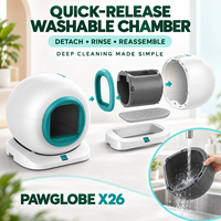 Bac à litière pour chat contrôlé par application X26 pour chats de 1 à 8 kg avec affichage de la température et de l'humidité, capteurs de gravité et design compact pour intérieur