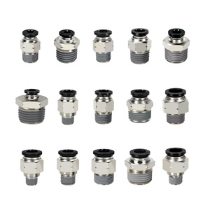 ข้อต่อลมแบบเร็ว PC สำหรับท่อ ข้อต่อเร็วแบบลม PC4-M5 PC4-01 ข้อต่อเกลียวทองเหลืองแบบตรง ข้อต่อแบบสัมผัสเดียว - Product Image 1