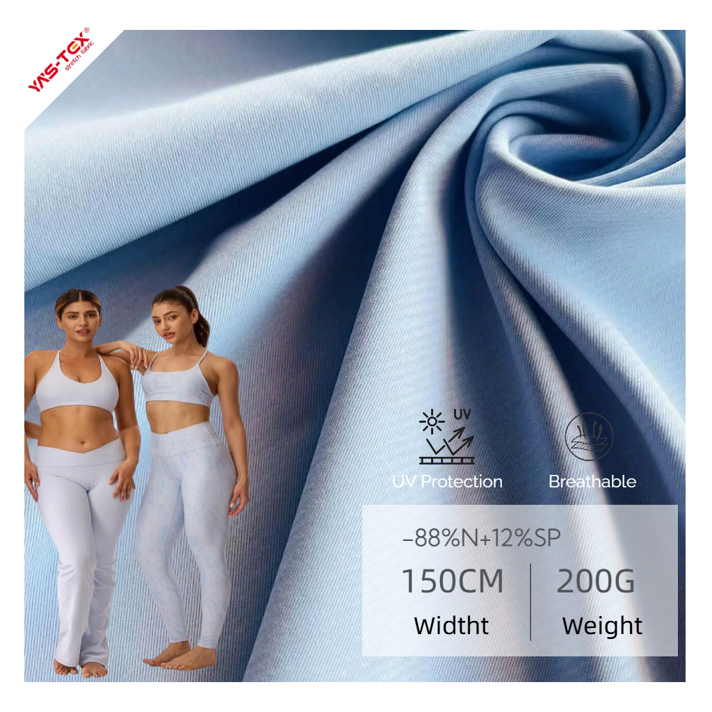 Cool Feeling 200g/m Nylon Spandex Plain Twill Stretch Knitted Fabric for Girls Outdoor Clothing