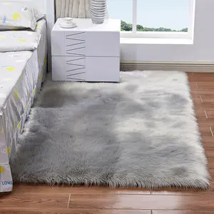 Ultra yumuşak kabarık kilim Faux kürk koyun alan kilim yatak odası başucu için kış için oturma odası halısı yıkanabilir battaniye