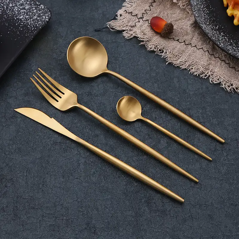 Gold Table Spoon and Fork Set Cutlery Stainless Steel Factory Promotion Gift Set