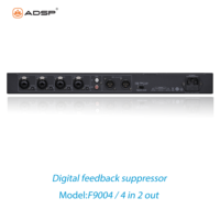 Suppresseur de rétroaction numérique professionnel ADSP F9004 avec alimentation fantôme 48V empêcher le microphone hurlant 4 entrées et 2 sorties