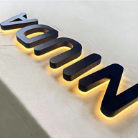 Enseigne lumineuse LED 3D dorée DakeSign Factory OEM, logo personnalisé, étanche IP65, construction en acrylique et métal, pour intérieur et extérieur.