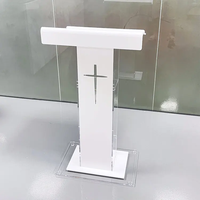Pupitre acrylique chaire plate-forme acrylique podium chaire acrylique blanc podium chaire d'église avec croix d'église chrétienne