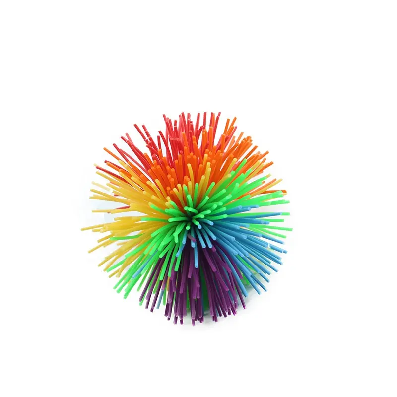 Palline Stringy scimmia rimbalzante arcobaleno Pom, palla Pom sensoriale Fidget Stress in Silicone, palla colorata Koosh spremere giocattoli antistress
