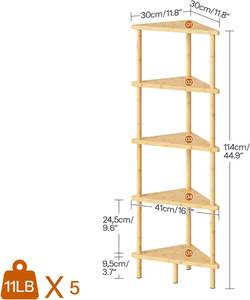 Небольшое пространство 5-ярусная бамбуковая угловая книжная полка современный дизайн многоцелевой стеллаж для легкой сборки гостиной натуральный - Product Image 3