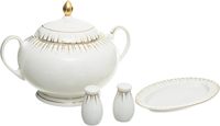 Service de table en porcelaine fine de 120 pièces avec finition dorée, certifié CE, design moderne pour 12 personnes, idéal pour les cadeaux d'affaires