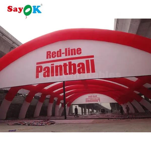 Barraca gigante da paintball com copa, domo da linha vermelha com dossel