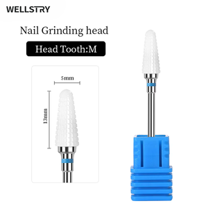 WELLSTRY Embouts de ponceuse à ongles en céramique en forme de cône pour retirer le vernis gel et nettoyer les peaux mortes, fraises électriques pour manucure et pédicure, boîte - Product Image 3
