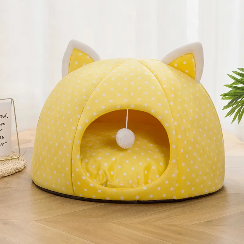 Nuovo arrivo in pile di lusso Pet Cave Cave casa per gatti con stuoia peluche letto interno