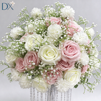 Bunga Mawar Sutra Buatan Warna Merah Muda Putih Gypsophila Bola Bunga 60cm Set Dekorasi Bunga untuk Pernikahan dan Acara