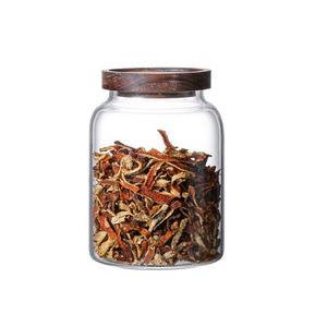 Pot de conservation en verre avec couvercle en bois, grande capacité, récipient hermétique pour écorces de mandarine séchées, forme ronde, taille L - Product Image 5