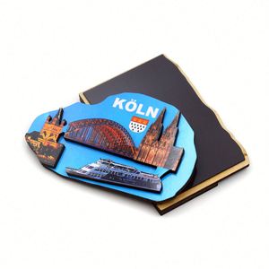 Home Decorative Germany Refrigerator Custom Souvenir 2 Layer Koln Mdf Magnetic Sticker Photo Foil Epoxy Wood Magnet - Product Image 2