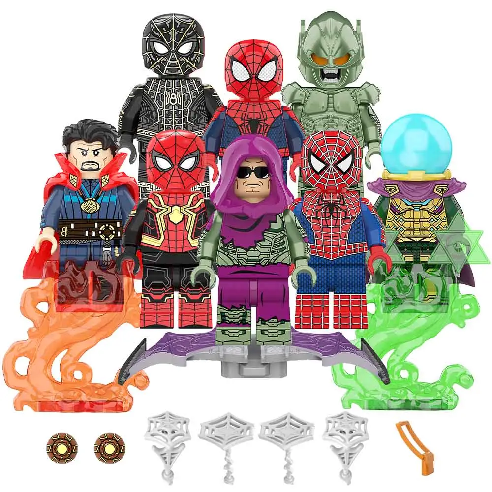 KT1055 New Superheros Movie No Way Home Spider Doctor Strange Green Goblin Mystery Building Block Mini Actionfigure Children Toy