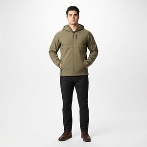 2026 New Design Hot Sale Wholesale <b>Canvas</b> Waterproof Softshell Jacket with Stand Collar and Front Logo - Product Image 1