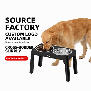 Palide Adjustable Double Stainless Steel <b>Dog</b> <b>Bowl</b> Foldable <b>Stand</b> for Medium Large Pets - Product Image 1
