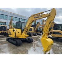 Mini-excavatrice sur chenilles Komatsu PC56 d'occasion en bon état, 5,3 tonnes, avec lame de bulldozer, machine de terrassement d'occasion à vendre