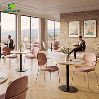 Fauteuil de salle à manger moderne en velours rembourré, pieds en acier inoxydable 201 couleur or rose, chaise de salle à manger incurvée et rembourrée pour restaurant, café