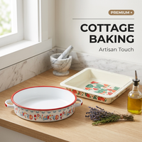 Plat de cuisson émaillé floral en gros, personnalisable avec logo OEM, plat à rôtir avec poignées, plaque de four pour légumes, lasagnes et casseroles