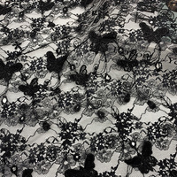 Tissu en dentelle à sequins brodés 3D 100 % polyester de haute qualité, approuvé directement par l'usine, pour robes de mariée - Collection 2025