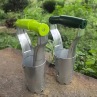 Outils de jardinage durables en acier inoxydable industriel avec poignée en plastique verte, transplanteur de plantes, planteur de semis, OEM