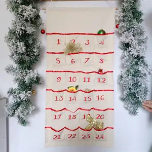 Calendario personalizado de cuenta atrás de Navidad para niños, regalo de vacaciones de sublimación interior, lienzo de Navidad, calendario de decoración de Adviento