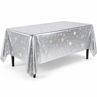 Nappe en PEVA argentée étoilée, imperméable, jetable, rectangulaire, en plastique, pour jardin, mariage, pique-nique, fête, extérieur