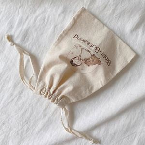 Custom Printed Logo Foldable 100% Cotton <b>Drawstring</b> <b>Pouch</b> Eco-Cotton <b>Drawstring</b> <b>Pouch</b> - Product Image 3