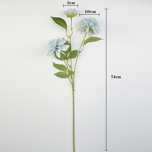 Fleurs de Dahlia artificielles de haute qualité à 3 têtes en soie et fil, réalistes, pour mariée, Noël, fuchsia, <span class=keywords><strong>rose</strong></span> pâle, blanc, faites à la main - Product Image 4