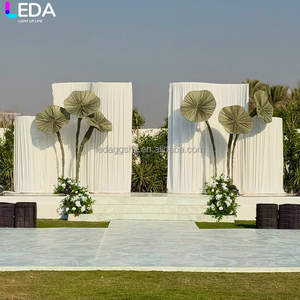LEDA Outdoor Modern Wedding Events Decor White Metal <b>Backdrop</b> <b>Stand</b> Square Large Fabric Background Arch - Product Image 3
