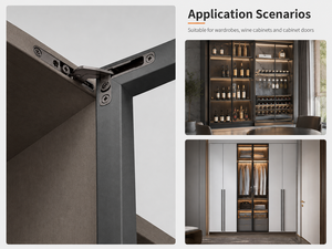 Bisagra pivotante oculta 3D ajustable con cierre suave, bisagra negra oculta para puertas de armario de vidrio con marco de aluminio - Product Image 6