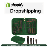 Meilleur Agent Dropshipping 2026 : Kit de Manucure et Toilettage 22-en-1 en Cuir Premium, Portable pour Voyage, Vente Chaude sur Shopify et 1688