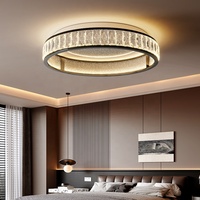 Plafonnier LED Minimaliste en Acier Inoxydable et Cristal pour Salon et Chambre Principale - Ambiance Luxueuse