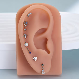Pendiente de Cartílago de Titanio ASTM F136, 16g, Parte Trasera Plana, Joyería para Piercing de Cartílago, Joyería <span class=keywords><strong>Helix</strong></span>, Piercing de Concha, Piercing Labret - Product Image 6