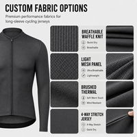 Jersey de Ciclismo de Manga Larga para Hombre, Color Gris Oscuro, Cierre Completo, para Bicicleta de Carretera, con Logotipo Personalizado, Ropa de Equipo con 3 Bolsillos Traseros