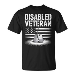 Camiseta para Veteranos Discapacitados, Negra, con Bandera Americana y Placas de Identificación, Orgullo Militar, Unisex, Cuello Redondo, Manga Corta, Promocional para Adultos - Product Image 1