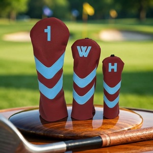 Housse de tête de club de golf personnalisée pour fairway et hybride, accessoire de golf avec logo brodé, <span class=keywords><strong>ensemble</strong></span> de housses de tête de golf OEM avec étiquette numérotée - Product Image 1